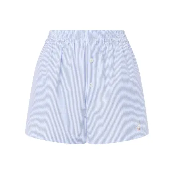 MOSCHINO Logo Embroidered Pinstriped Shorts