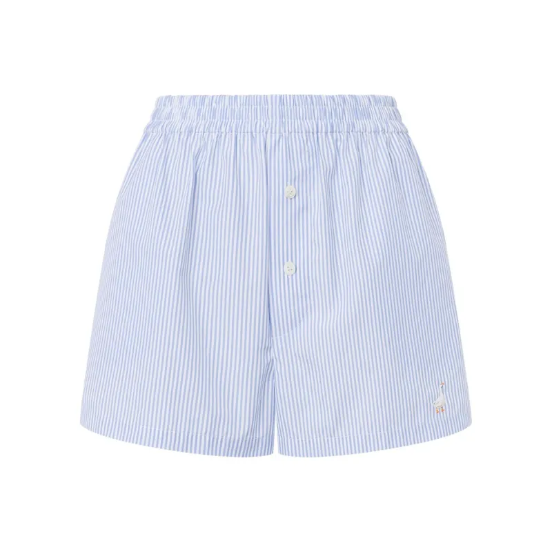 MOSCHINO Logo Embroidered Pinstriped Shorts-0