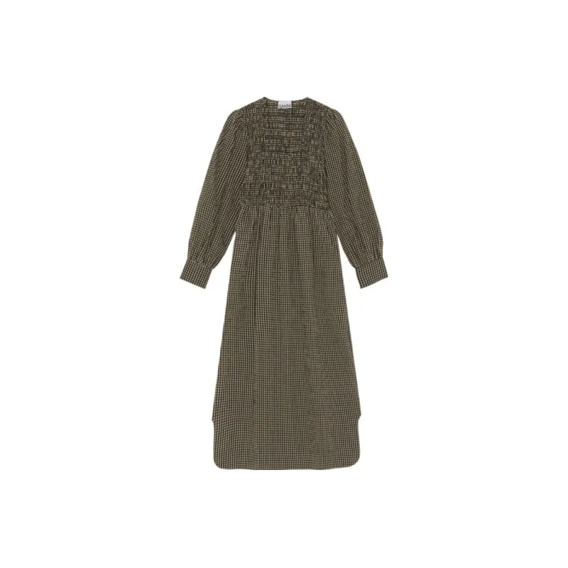 GANNI Long-Sleeved Dresses Women's Olive Green-0
