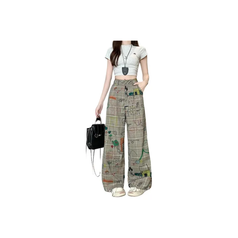 Garbege Casual Pants Women's Gray Khaki Color-0
