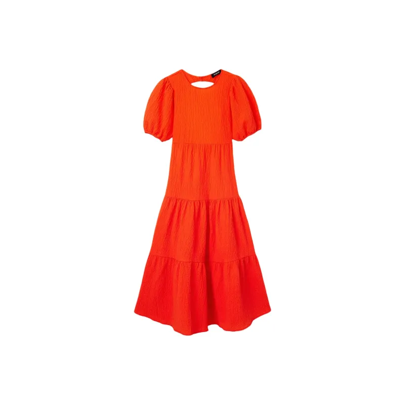 Desigual Short Sleeved Dress Women's Orange-0