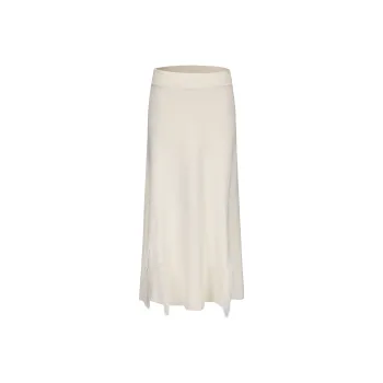 CHIWAWAMEME Knit Long Skirts Women's Snowy White