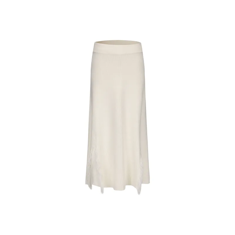 CHIWAWAMEME Knit Long Skirts Women's Snowy White-0