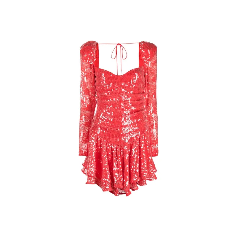 Rotate Ruched Sequin Embellished Mini Dress-0