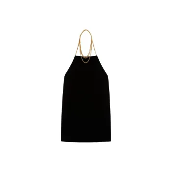 PALM ANGELS Chain embellished Velvet Halterneck Dress