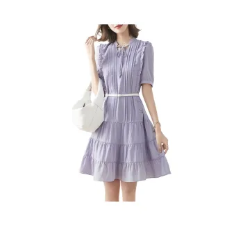 Like The Age Of Water Short Sleeved Dress Women's Purple