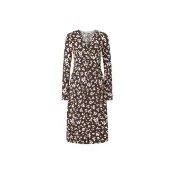 JZ. ANNAKRO Long Sleeved Dresses Women's Floral Dark Coffee