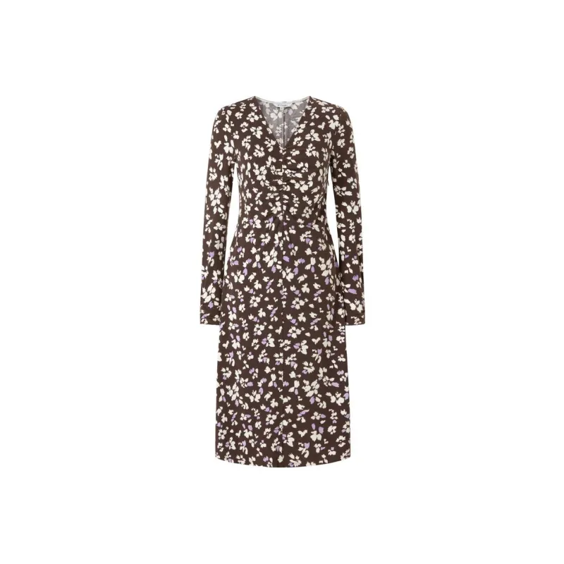 JZ. ANNAKRO Long Sleeved Dresses Women's Floral Dark Coffee-0