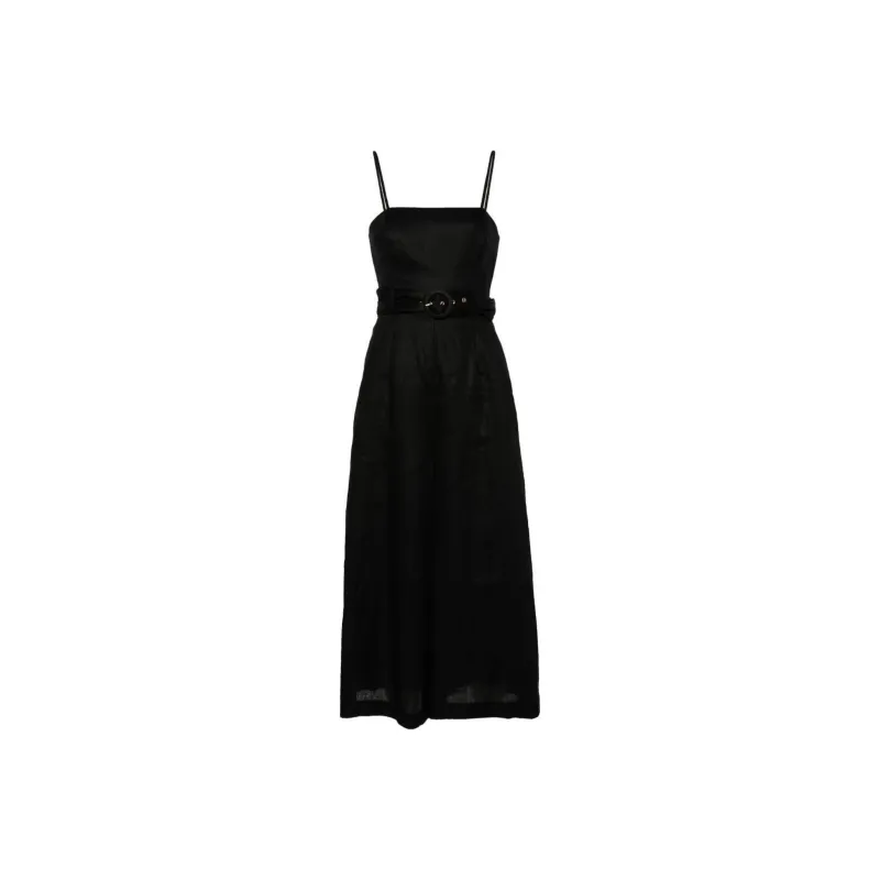 Zimmermann Golden Belted Linen Jumpsuit-0