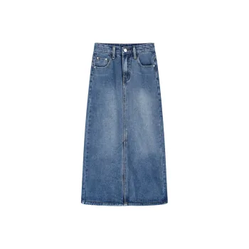 ETSE Denim Long Skirts Women's Vintage Blue