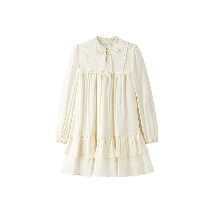 LEDIN Long Sleeved Dress Women's Beige Yellow-0