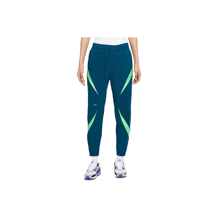 Nike Knitted Sports Pants Women's Embroidered Straw Blue-0