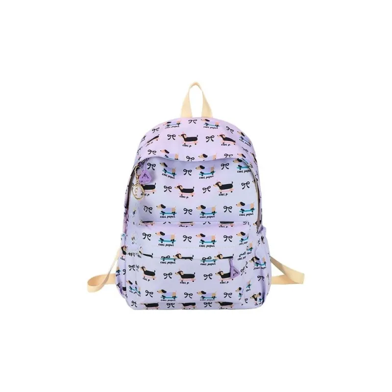 AIBAG Nylon Backpack Unisex White/Pink/Purple/Blue-12