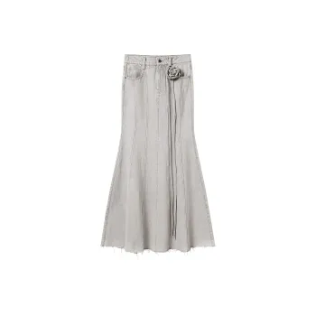 Miss Sixty Denim Long Skirts Women's Light Gray