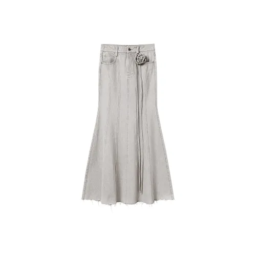 Miss Sixty Denim Long Skirts Women's Light Gray