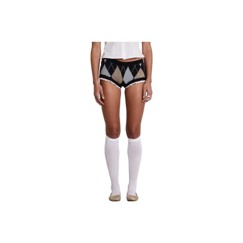 Jaded London Clara Argyle Micro Knit Shorts Casual Shorts Women's Multicolor