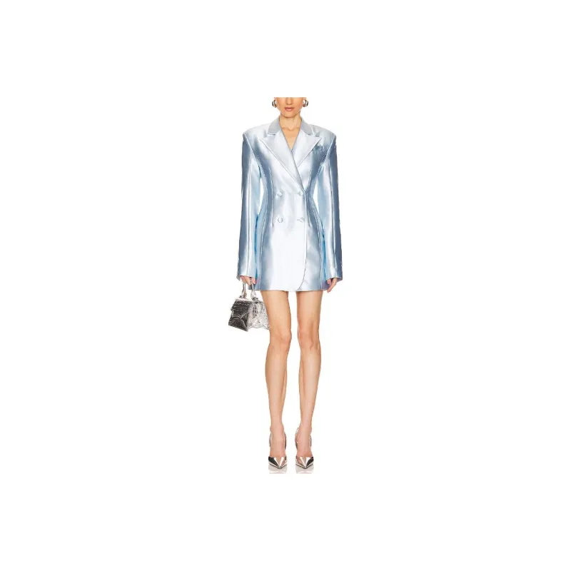 Rotate Long-Sleeved Dresses Women's Light Blue-0