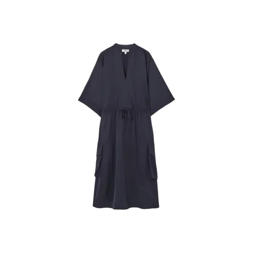 COS Short Sleeved Dresses Women's Deep Navy Blue