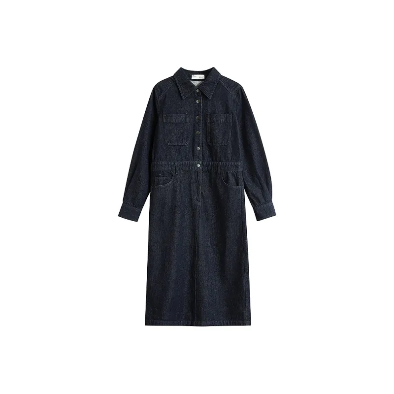 Inman Long Sleeved Dresses Women's Denim Black-0