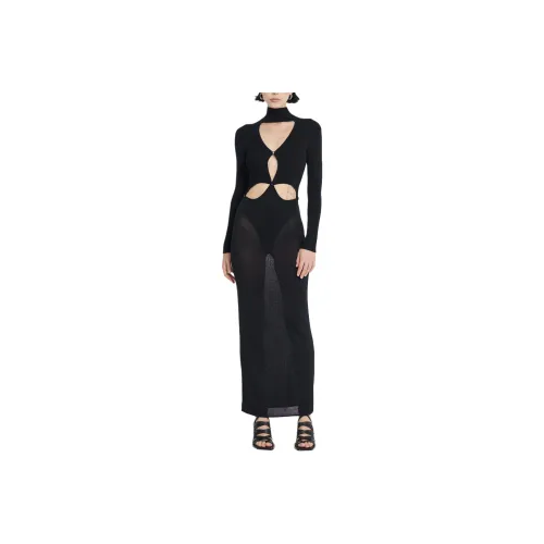 DION LEE PIERCED RIVET MAXI DRESS Long-Sleeved Dresses Women's BLACK/Black