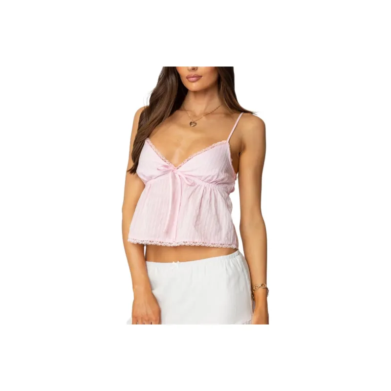 Edikted Tillie Babydoll Tank Top Camisole Women's Light Pink-0