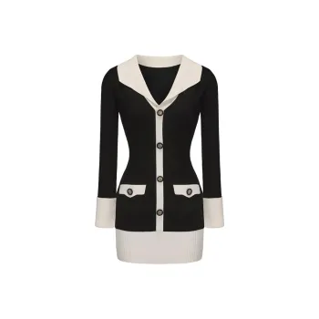 NANA JACQUELINE Long Sleeved Dresses Women's Black & White