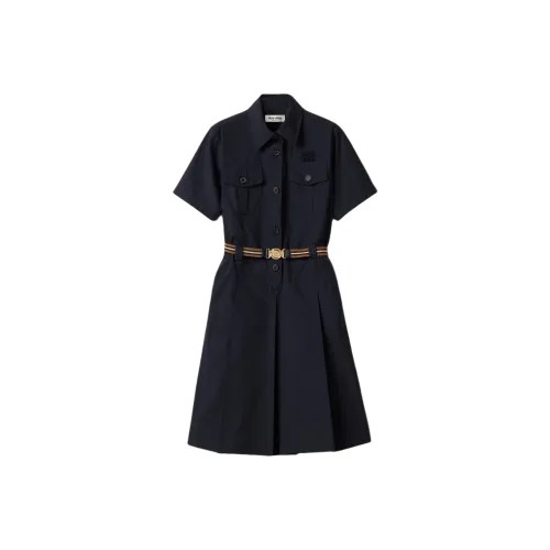 MIU MIU Short Sleeved Dresses Women's Marine Blue