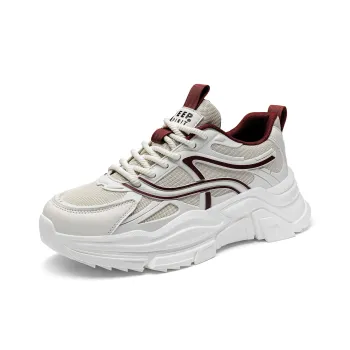 JEEP SPIRIT Slip Resistant, Abrasion Resistant, Breathable, Height Increasing Low Top Chunky Sneakers Men's White