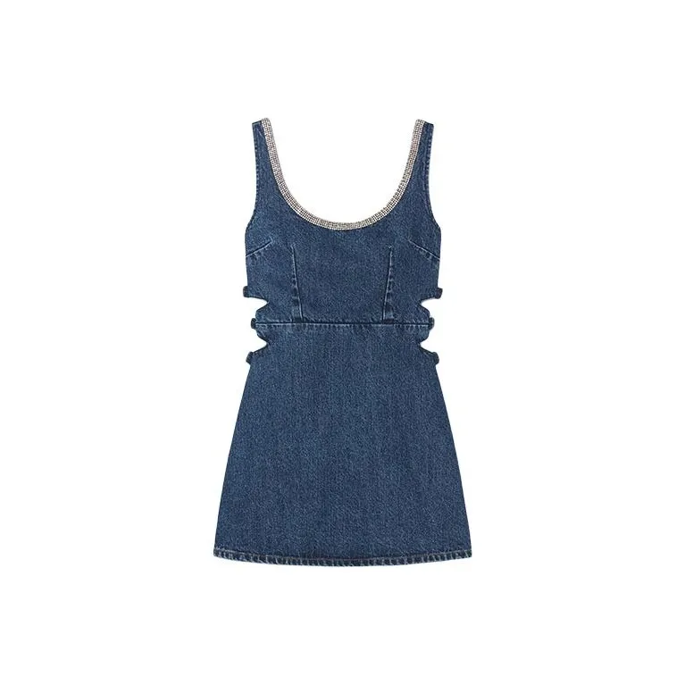 Self portrait Sleeveless Dress Women's Denim Blue-0