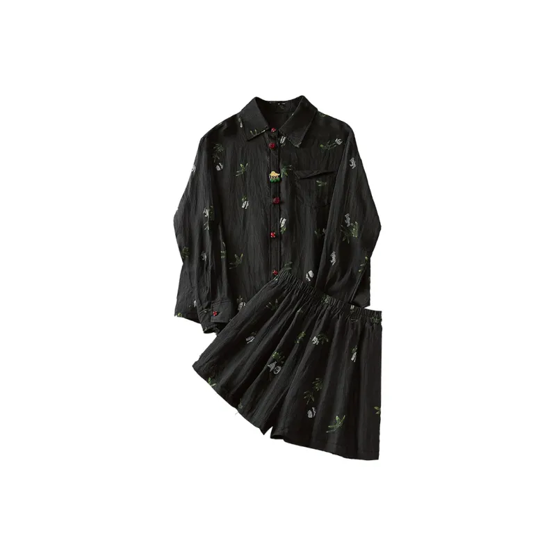 Cypress House Shirt Matching Set Women's Black-0