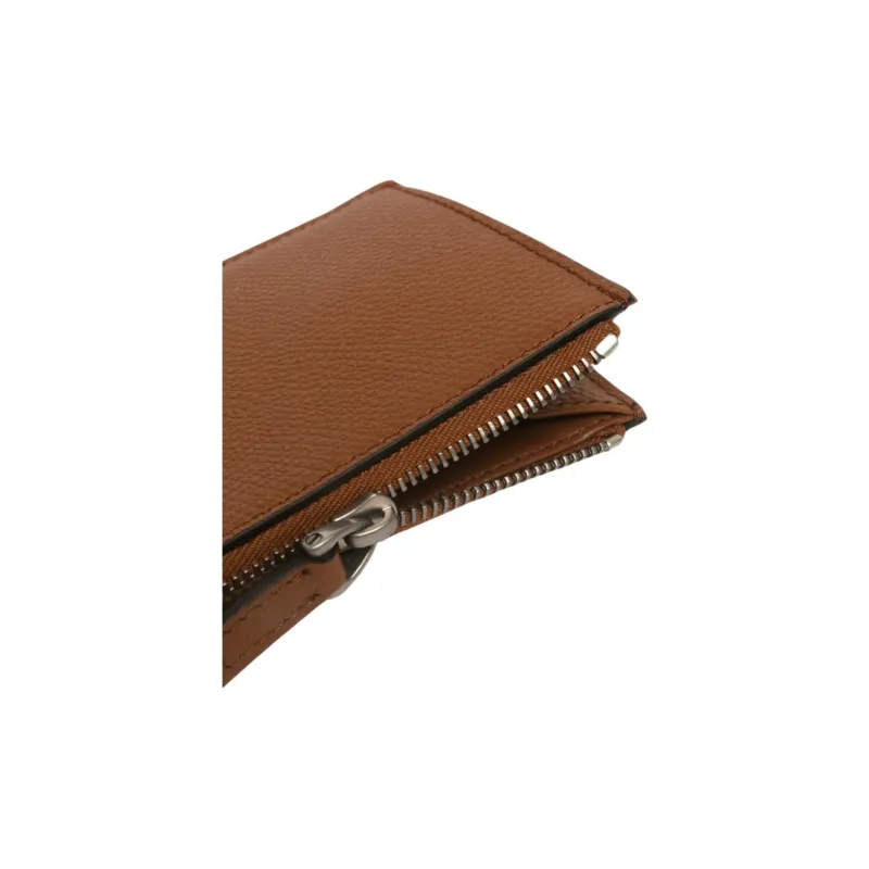 Valentino VLogo Signature Calfskin Card Holder Men's Brown-3