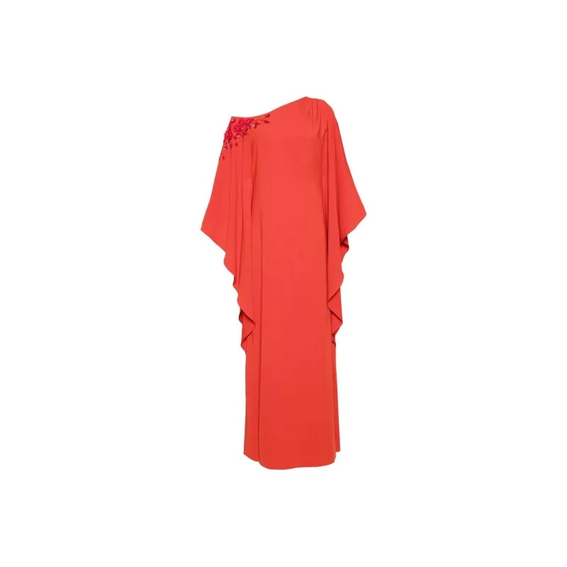 Marchesa Notte Floral embroidered Draped Dress-0