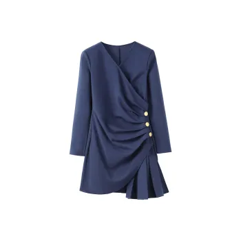 AHDO Long Sleeved Dresses Women's Blue