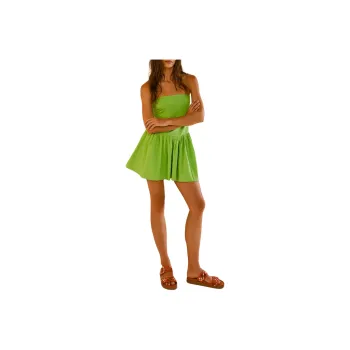 FREE PEOPLE Onda Drop-Waist Tube Mini Sleeveless Dress Women's Bright Lime/Bright Lemon