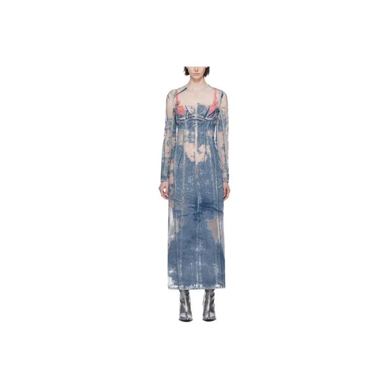DIESEL FW23 Long-Sleeved Dresses Women's Light Blue-0