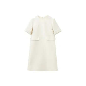 OVV Long Sleeved Dresses Women's Raw White Solid Color