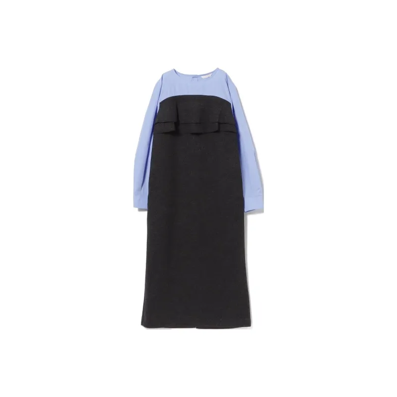 Beams Long Sleeved Dress Women's Charcoal-0