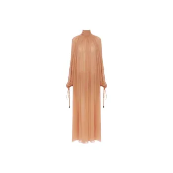 Chloé Mock Neck Gathered Maxi Dress