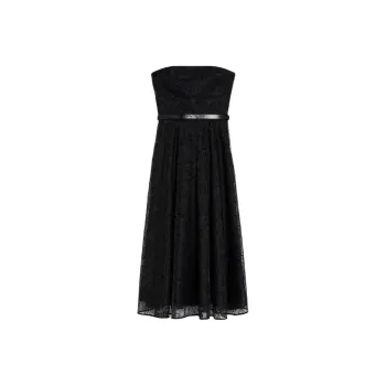 MaxMara Studio Abito Bustier In Organza Ricamata Sleeveless Dress Women's Black