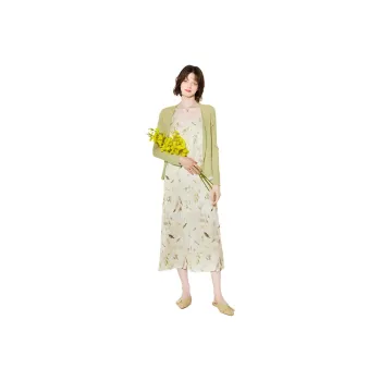 NAWAIN Slip Dresses Women's Champagne Green