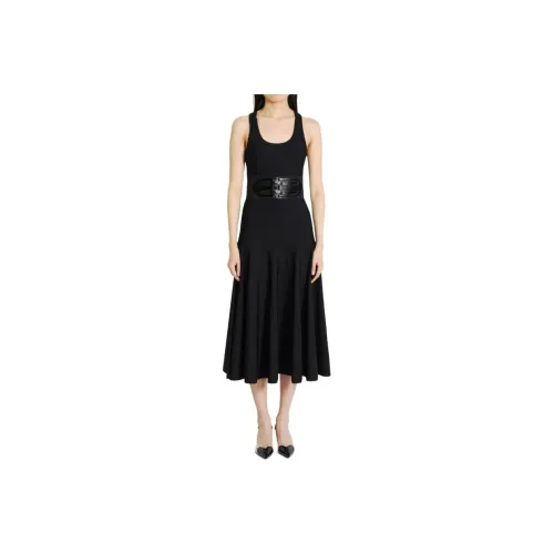 Alaia Sleeveless Belted Midi Dress