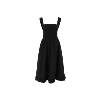 GANNI Poplin Midi Strap Smock Dress