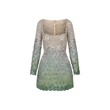 Oscar De La Renta Crystal Embroidered Cocktail Dress