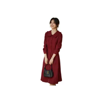 Still Quiet Long Sleeved Dress Women's Red