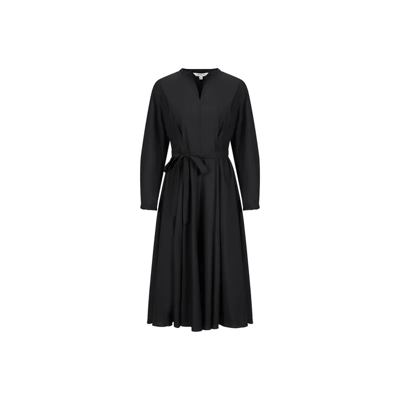 JZ. ANNAKRO Long Sleeved Dresses Women's Plain Black-0
