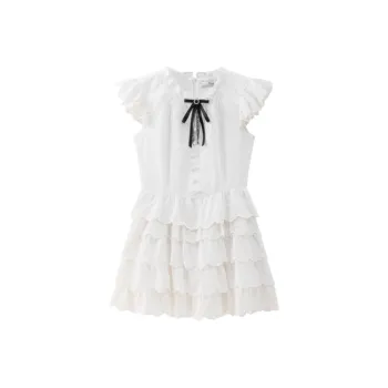 Qiuerle Short Sleeved Dress Women's White