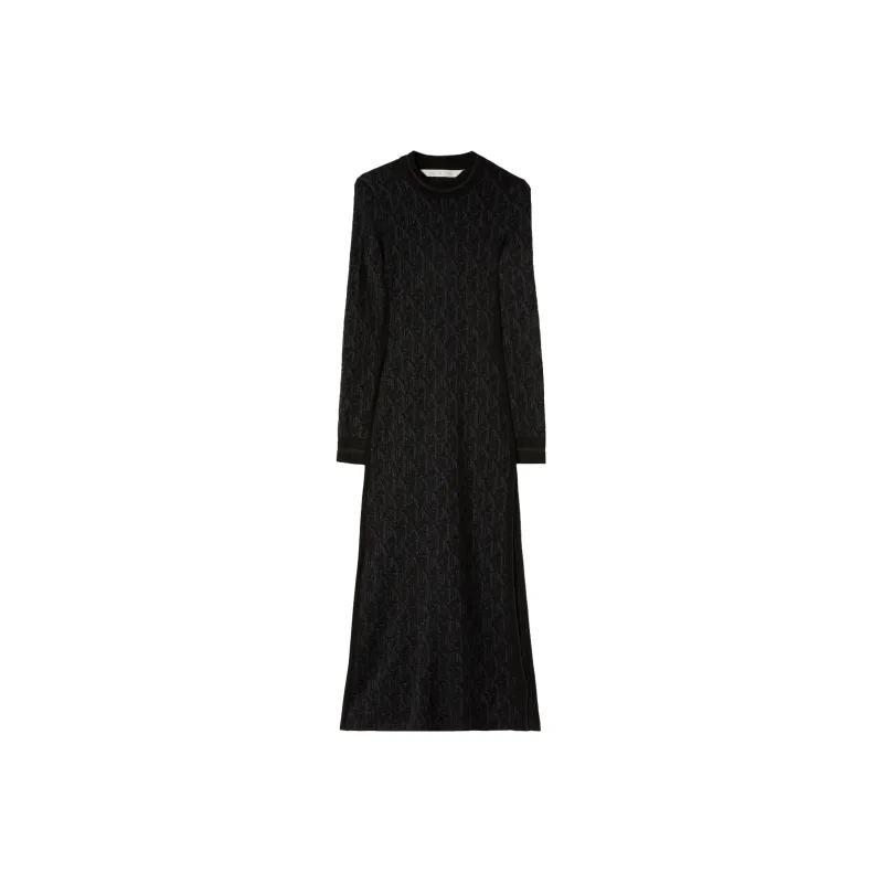 PALM ANGELS Monogram jacquard Open back Midi Dress-0
