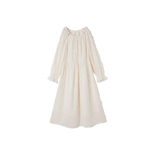 XIANGYING Long Sleeved Dresses Women's Beige