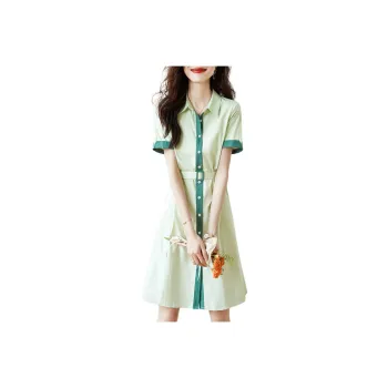Mo Han Yi Mei Short Sleeved Dress Women's Green