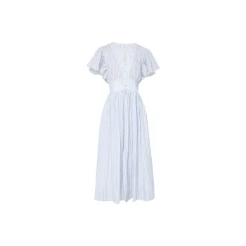 Duffy Fashion Short Sleeved Dresses Women's Blue Stripes